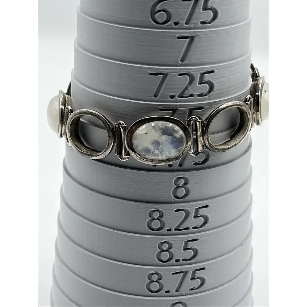 Vintage Sterling Silver Cabochon Moonstone Bracelet For Parts Craft Repair ASIS